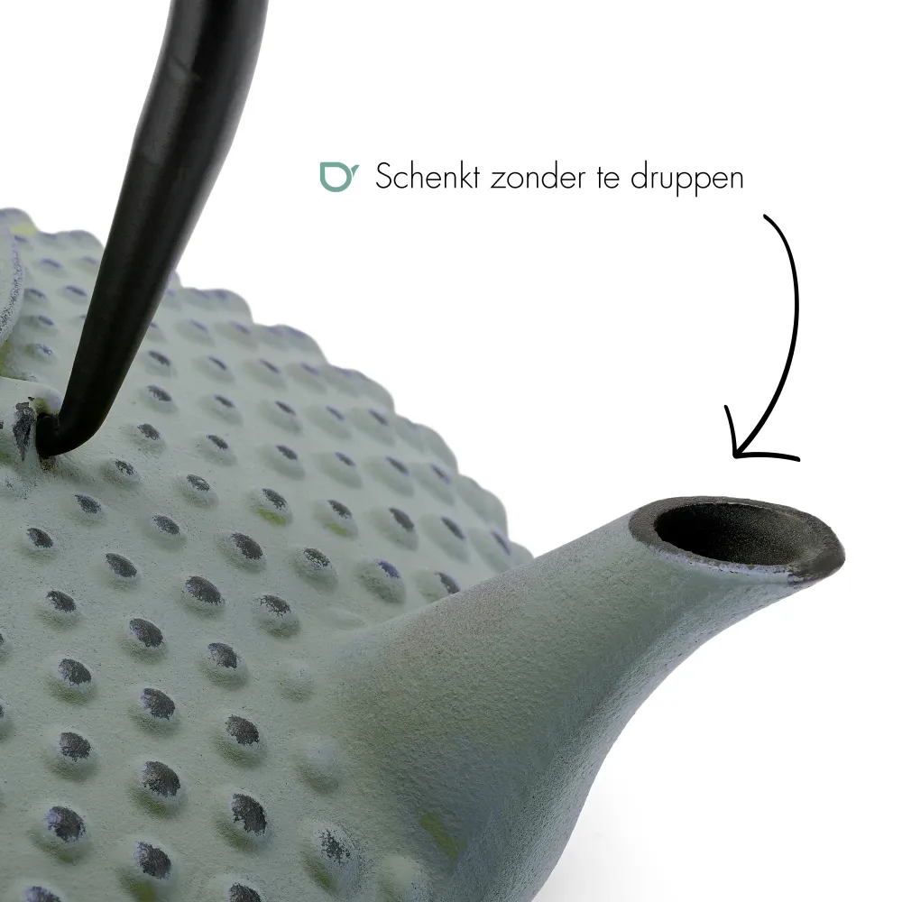 Bredemeijer - Gietijzeren theepot Xilin - 1,25 liter - Lichtgroen - Met filter