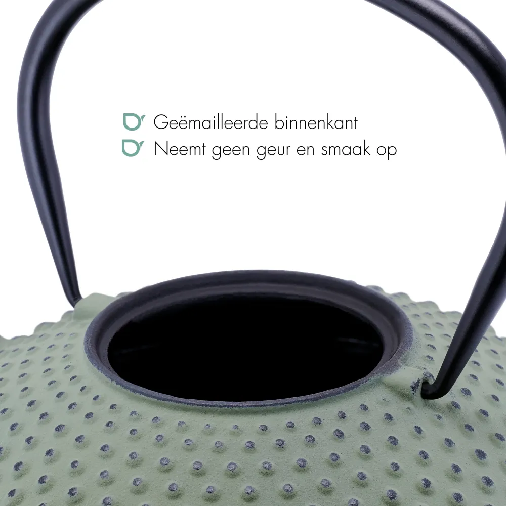 Bredemeijer - Gietijzeren theepot Xilin - 1,25 liter - Lichtgroen - Met filter