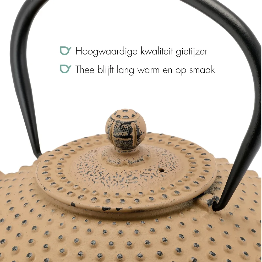 Bredemeijer - Gietijzeren theepot Xilin - 1,25 liter - Camel - Met filter