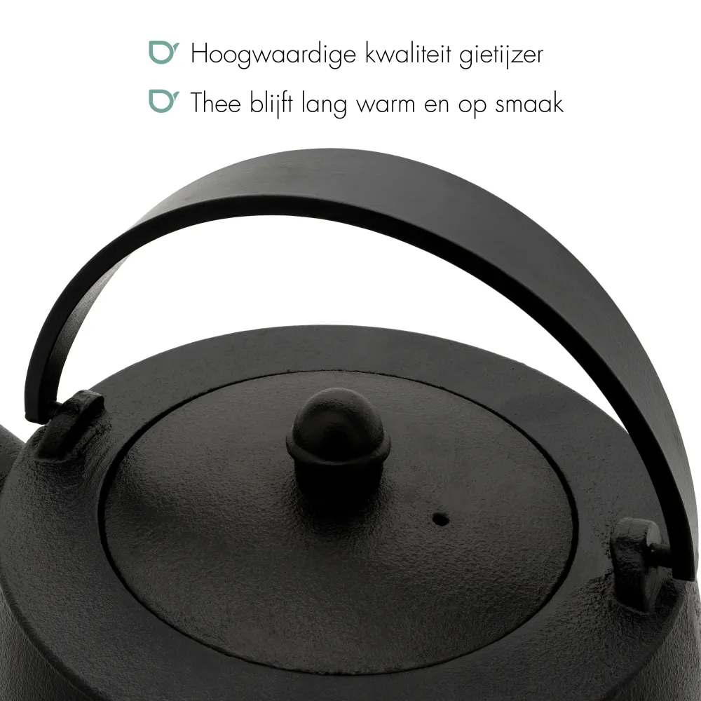 Bredemeijer - Gietijzeren theeset Sencha - 1,2 liter - Zwart - Theepot met theelicht