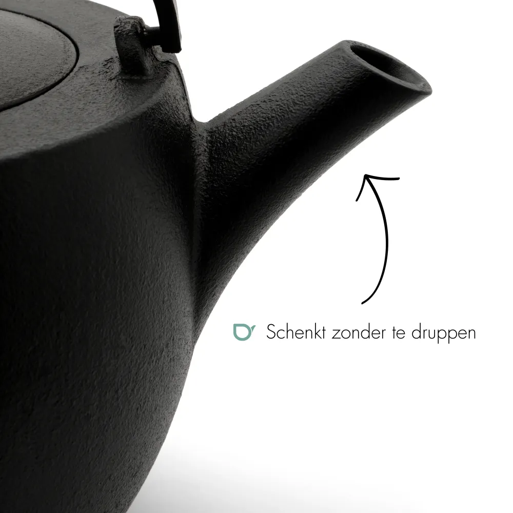 Bredemeijer - Gietijzeren theeset Sencha - 1,2 liter - Zwart - Theepot met theelicht