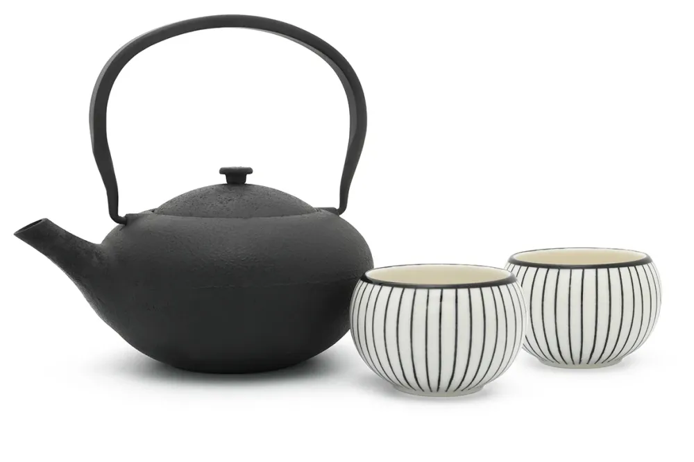 Bredemeijer Shanxi Giftset 2 Porseleinen Mugs, zwart Zwart Mat & glanzend Gietijzer