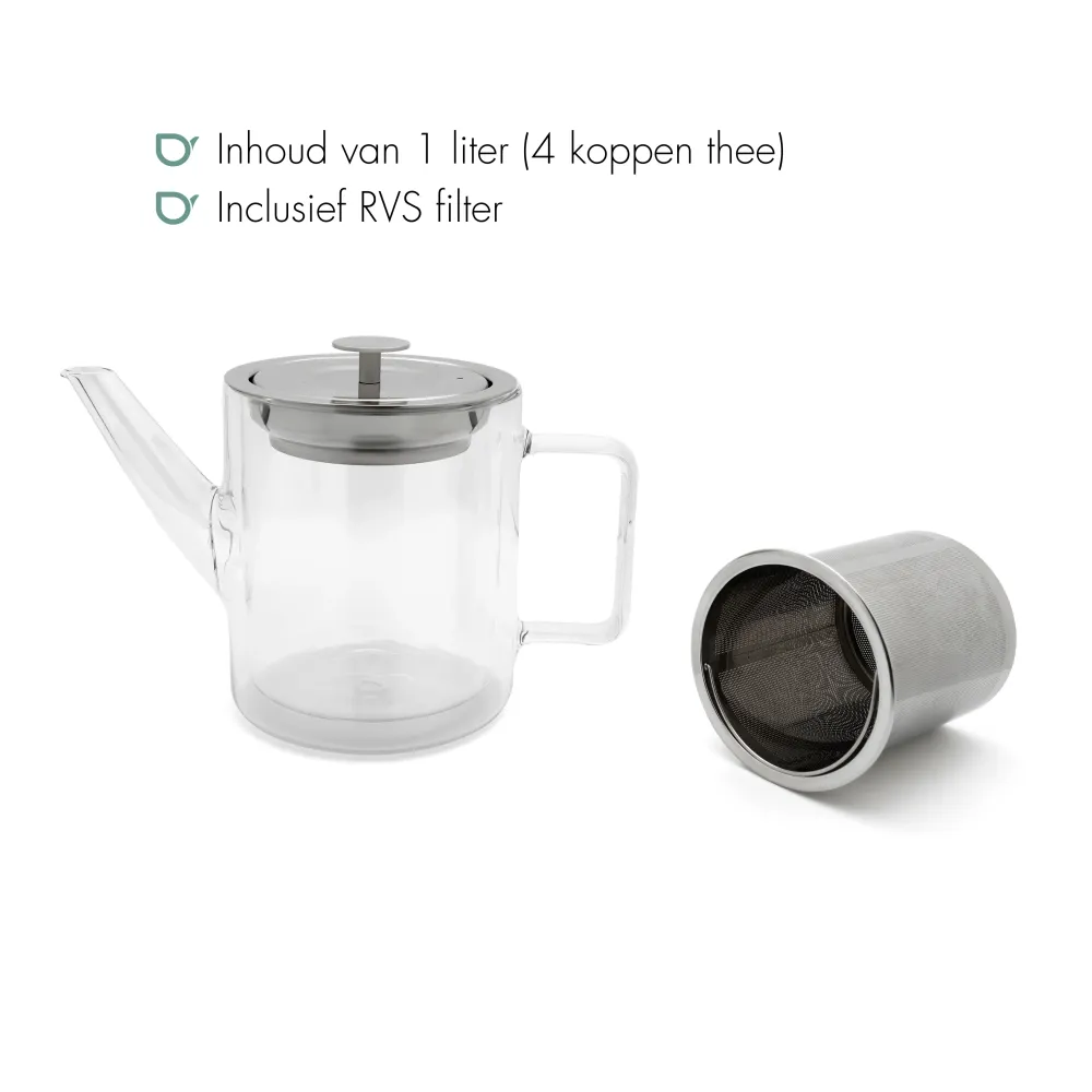 Bredemeijer - Theepot San Remo 1,0L dubbelwandig glas