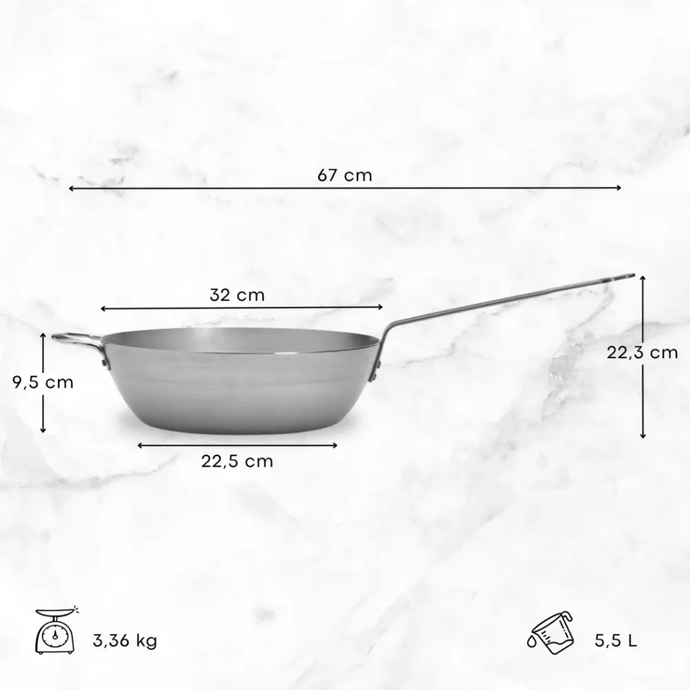 De Buyer Hapjespan / Sauteuse Mineral B - ø 32 cm / 5.5 liter - zonder anti-aanbaklaag