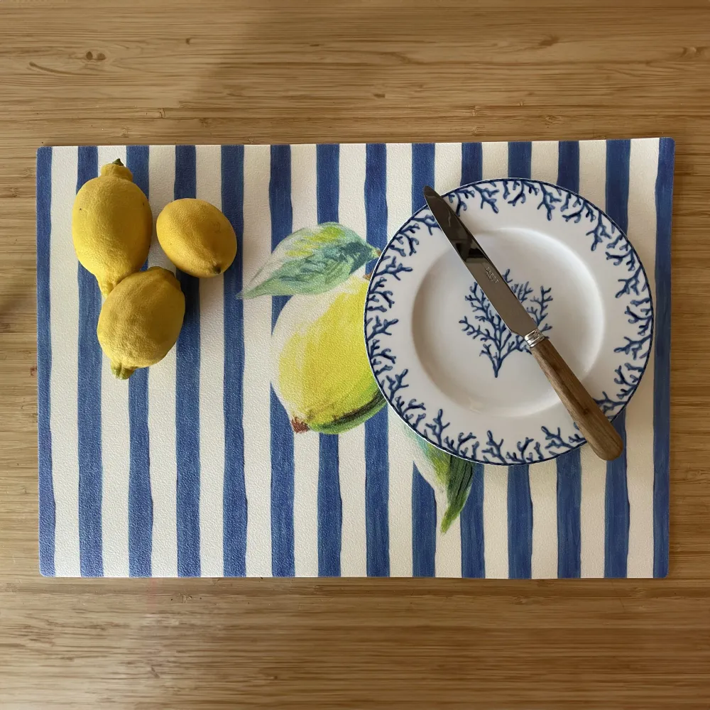 Catchii Placemat stripes blue lemon