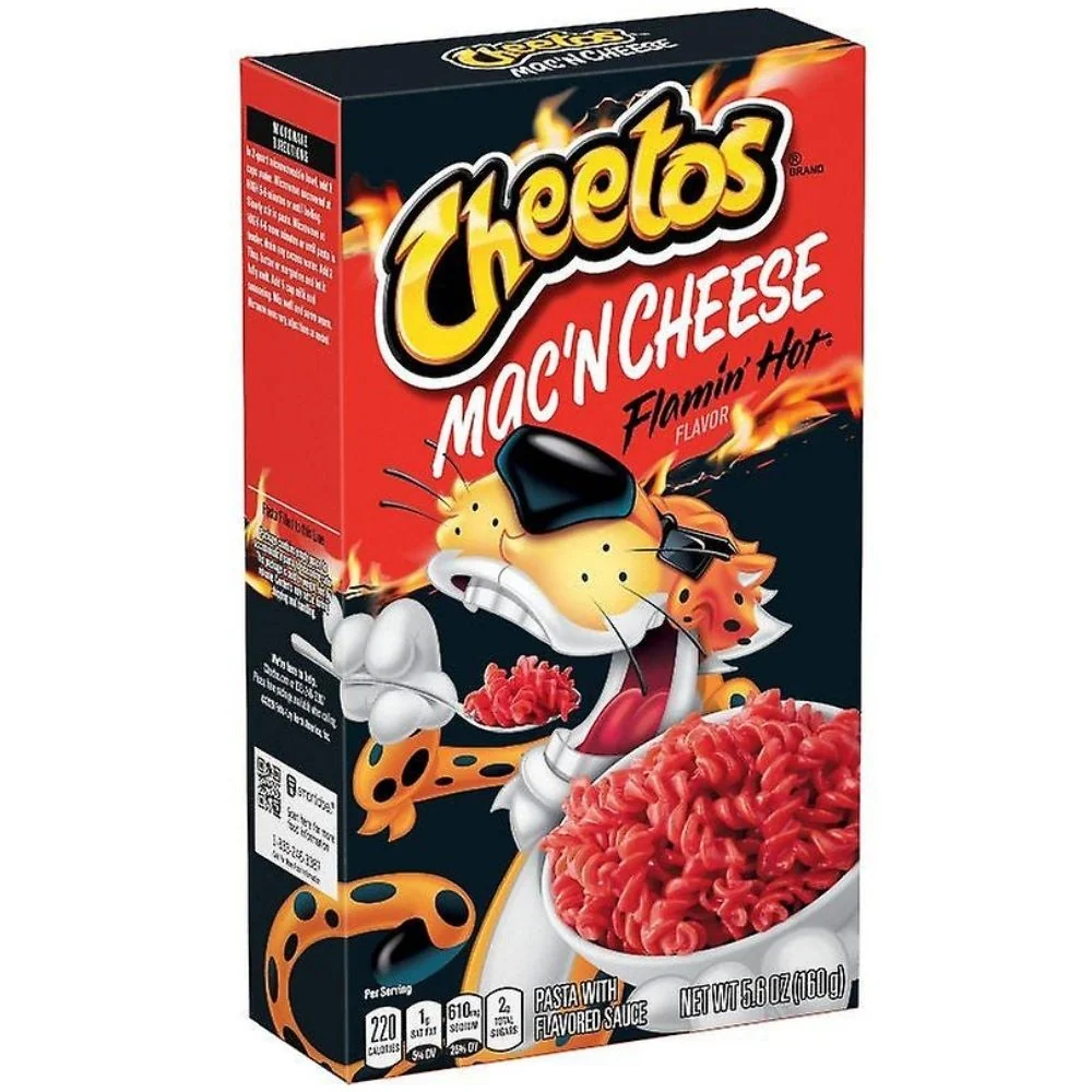 Cheetos Mac'n Cheese Flamin Hot Flavor, macaroni met pittige cheetos smaak van 160g
