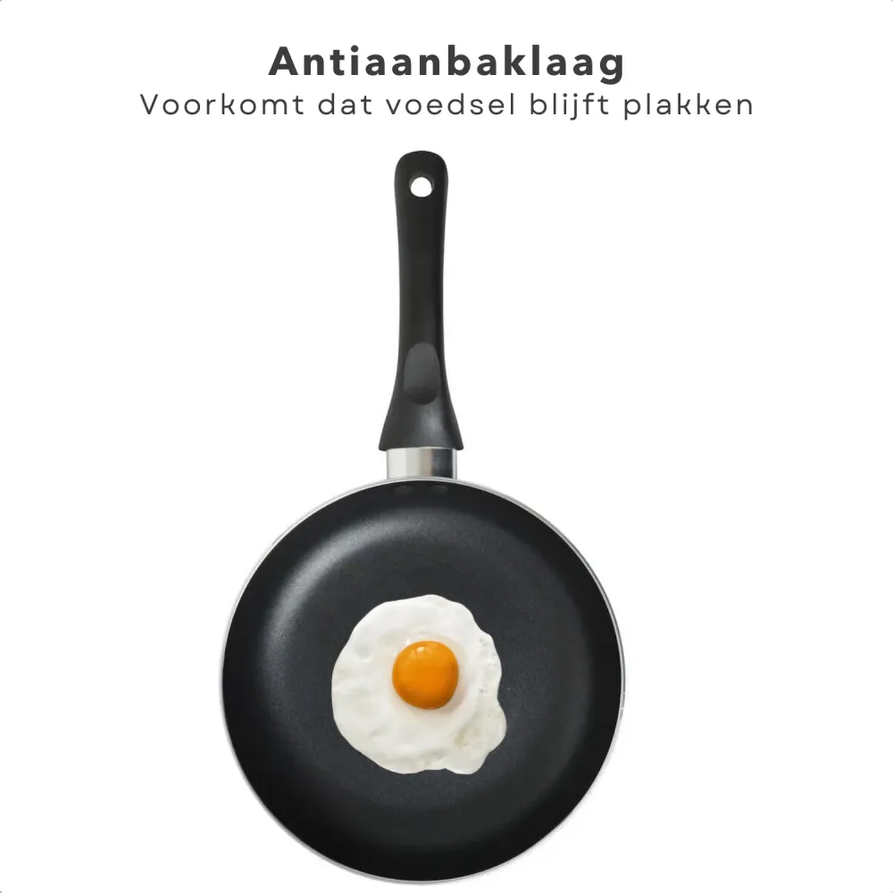 Cheqo® Aluminium Koekenpan 24 cm - Bakpan - Zwart - Geschikt voor Gas en Keramisch - Duurzaam en Anti-aanbak