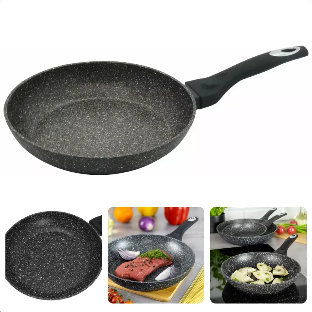 Cheqo® Aluminium Koekenpan - Ø28 cm - 5,5 cm Hoog - Voor Alle Warmetbronnen - Gas, Elektrisch, Keramisch, Inductie, Haloge...