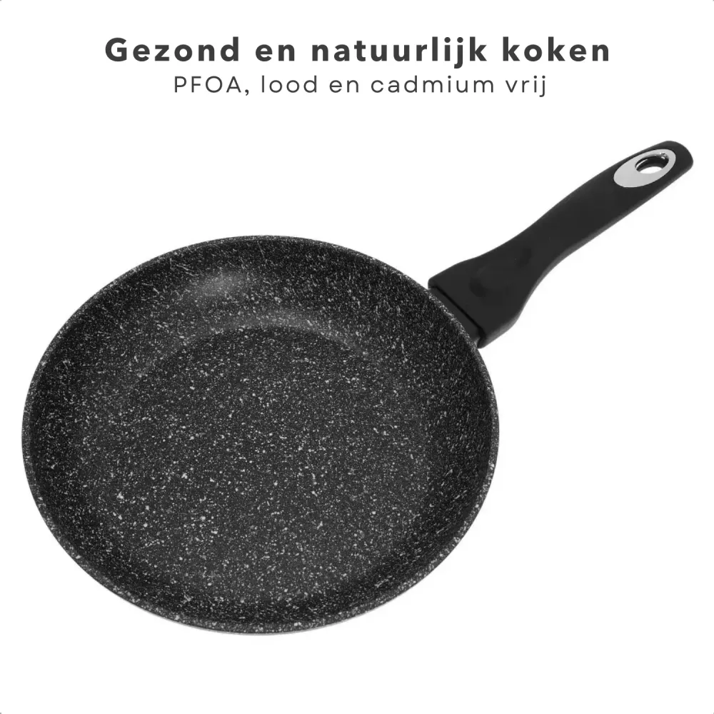 Cheqo® Aluminium Koekenpan - Ø28 cm - 5,5 cm Hoog - Voor Alle Warmetbronnen - Gas, Elektrisch, Keramisch, Inductie, Haloge...