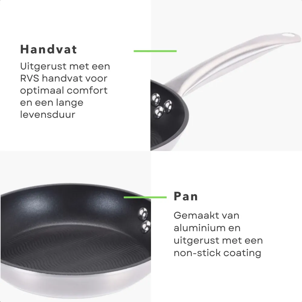 Cheqo® Koekenpan - Bakpan - Alle Warmtebronnen - Ook voor Inductie - Ø24cm x H5,5cm - Aluminium