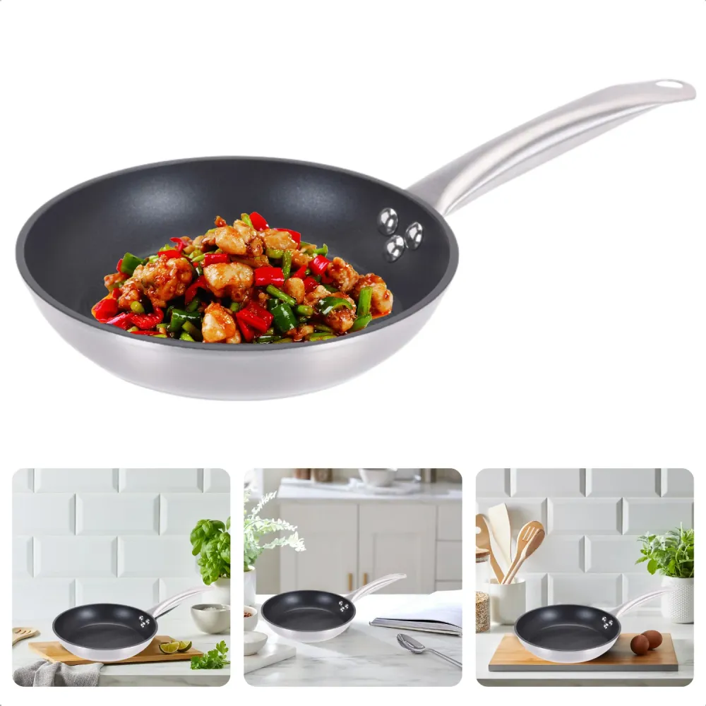 Cheqo® Koekenpan - Bakpan - Alle Warmtebronnen - Ook voor Inductie - Ø28cm x H5,5cm - Aluminium