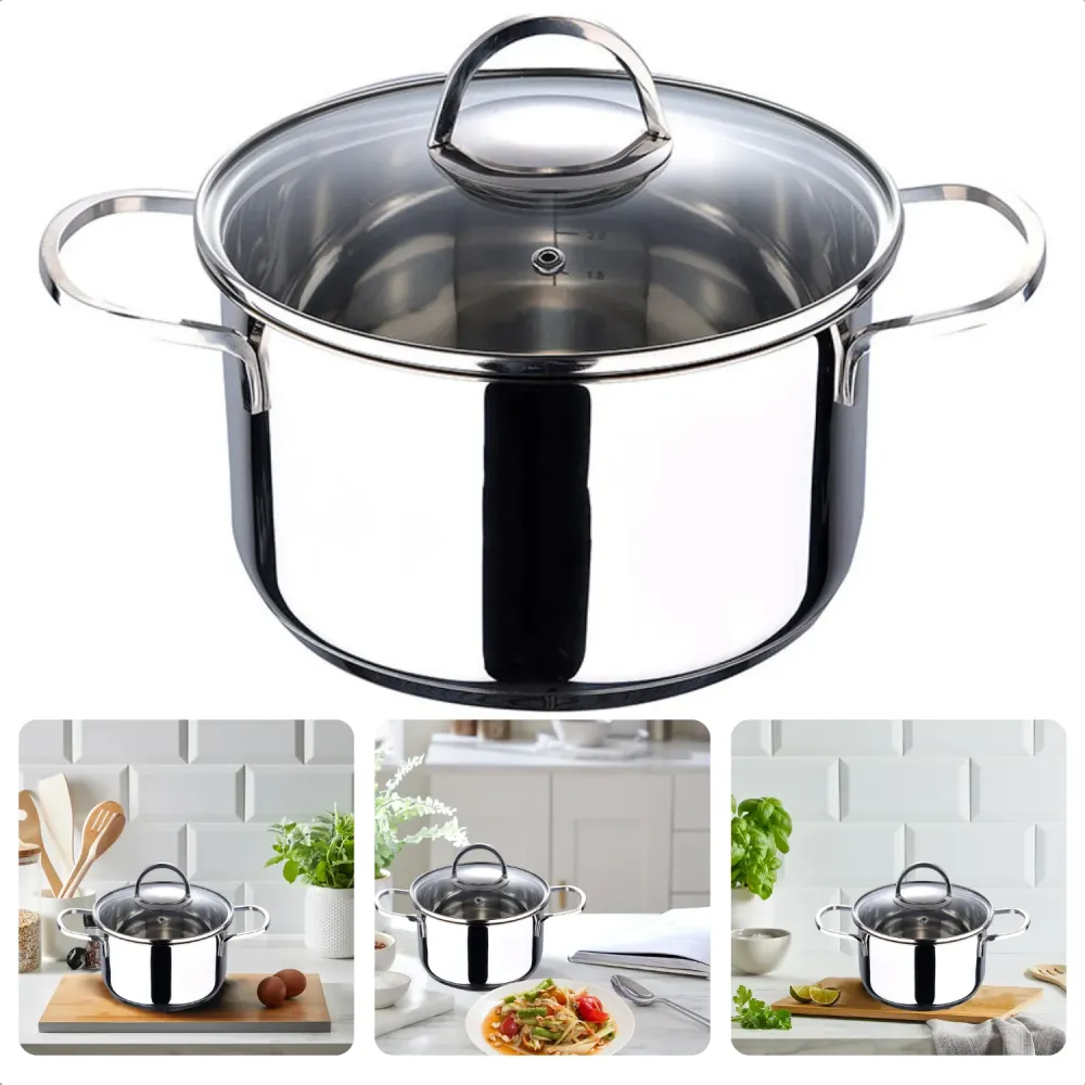 Cheqo® Kookpan met Deksel - Alle Warmtebronnen - Ook voor Inductie - Ø20 cm - 3.3L