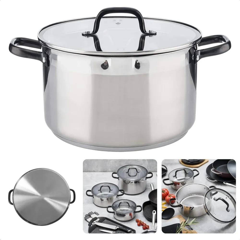 Cheqo® Kookpan - 28 cm - 9.0 L - RVS - Glazen Deksel - Alle Warmtebronnen - Vaatwasmachine-bestendig - Ook voor inductie