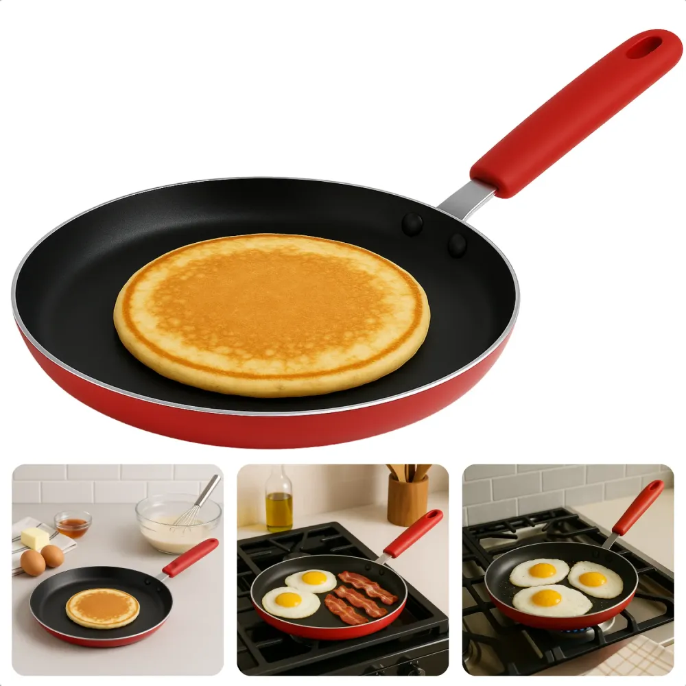 Cheqo® Pannenkoekenpan 24 cm - Pannenkoekpan PFAS Vrij - Crepe Pan - Koekenpan voor Pannenkoeken - Keramische Anti-aanbakl...
