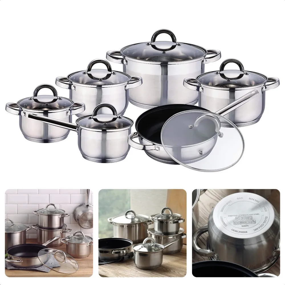 Cheqo® RVS Pannenset - Kookpannen Set - Steelpan - 1,9L, 2,6L, 3,7L, 6,2L, 3,0L - Anti-aanbaklaag - Geschikt voor alle war...