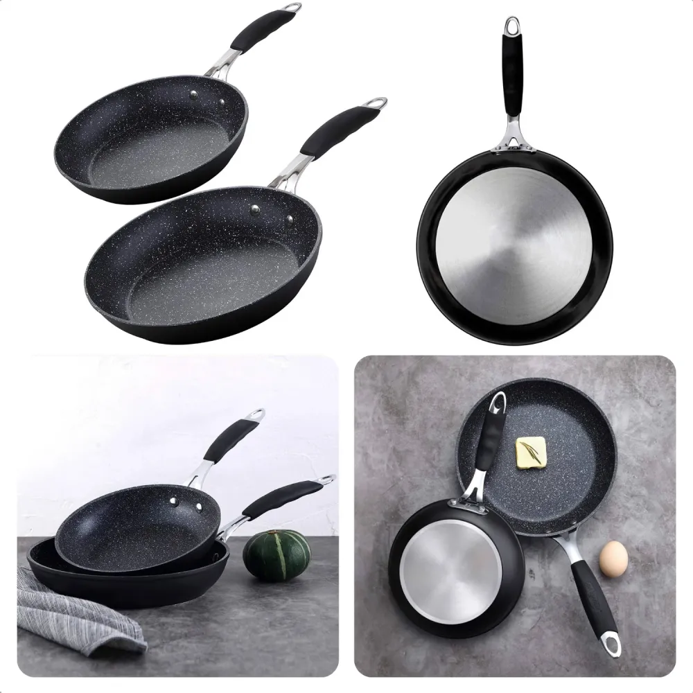 Cheqo® Set van 2 Koekenpannen - Pannenset - Koekenpan Set - Bakpan - 20 & 24 cm - Gesmeed Aluminium - Full Induction - Xyl...