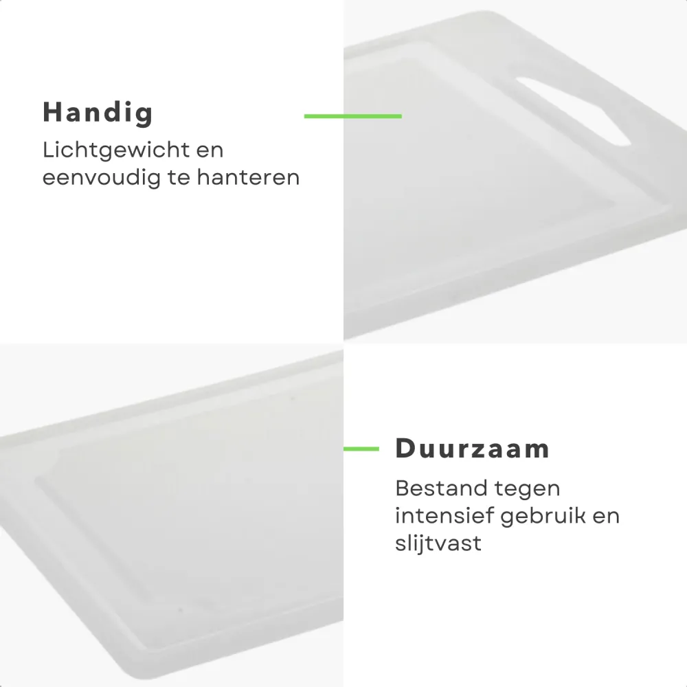 Cheqo® Snijplank Kunststof - Snij Plank - Keukenplank - Witte Keukensnijplank - Vaatwasserbestendig