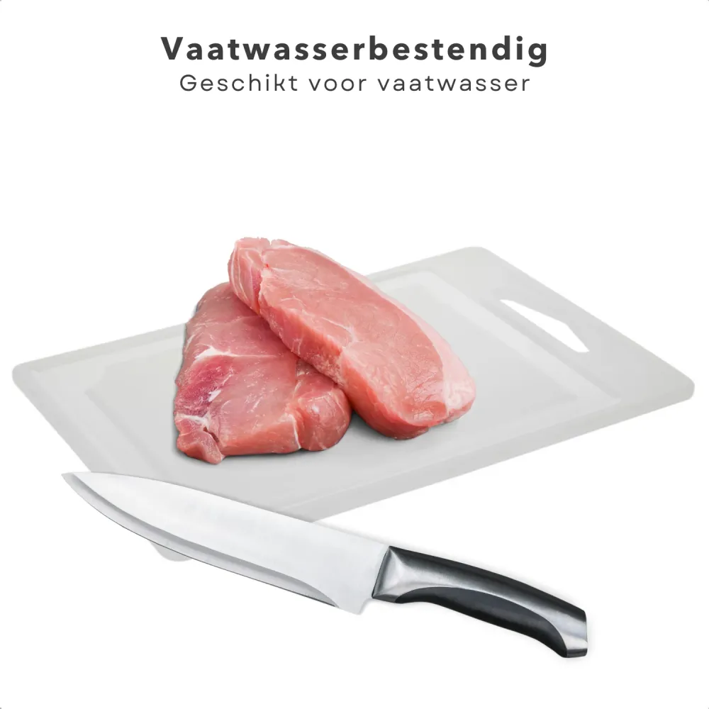 Cheqo® Snijplank Kunststof - Snij Plank - Keukenplank - Witte Keukensnijplank - Vaatwasserbestendig