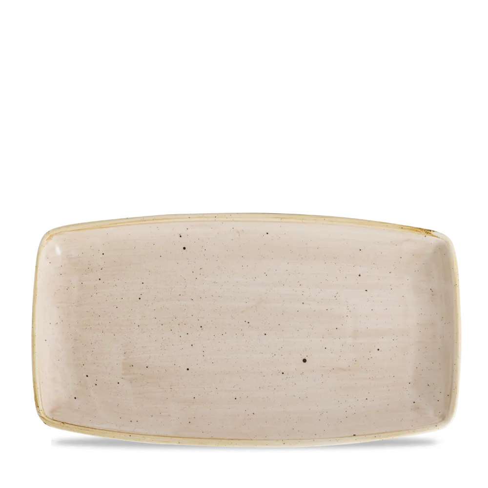 Stonecast Cream X Squared Oblong Plate 34.5x18.5cm 6/box Churchill
