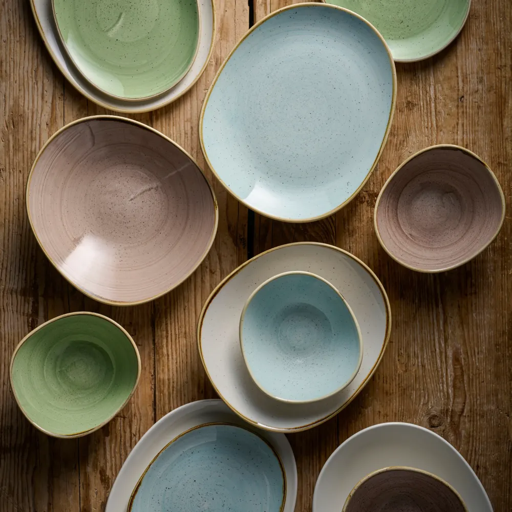 Stonecast Duck Egg Blue Opal Organic Plate 21 x 17,6 cm 12/box Churchill