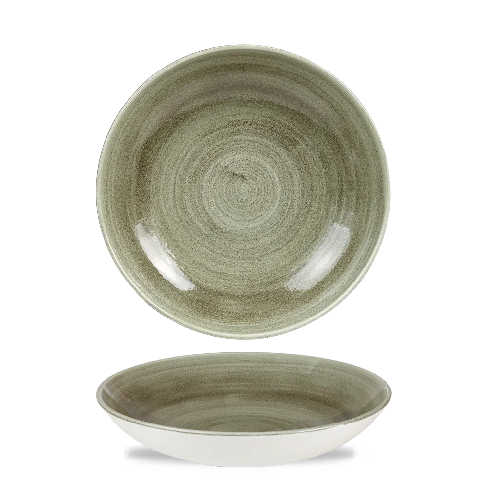 Stonecast Patina Green Evolve Coupe Bowl 25cm 12/box Churchill