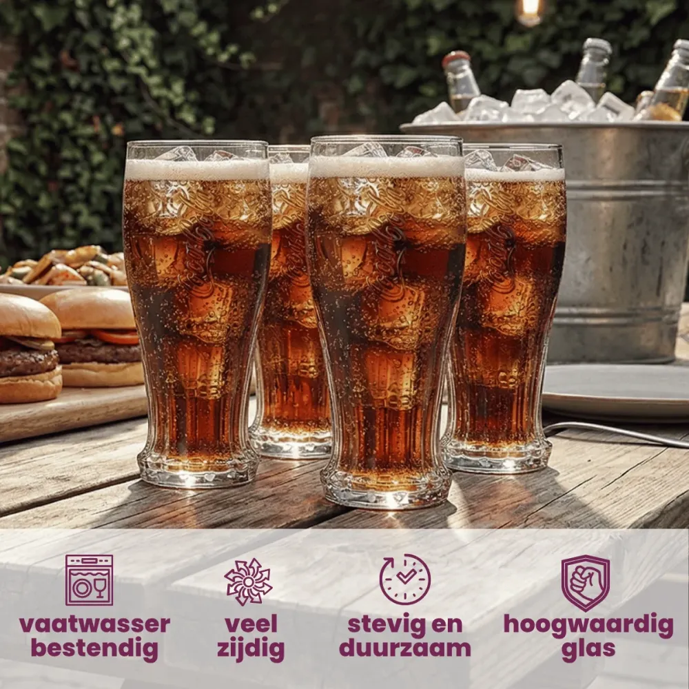 Coca Cola Glazen - Longdrinkglazen - Frisdrankglazen - Crown Cap - 350 ml - 4 stuks
