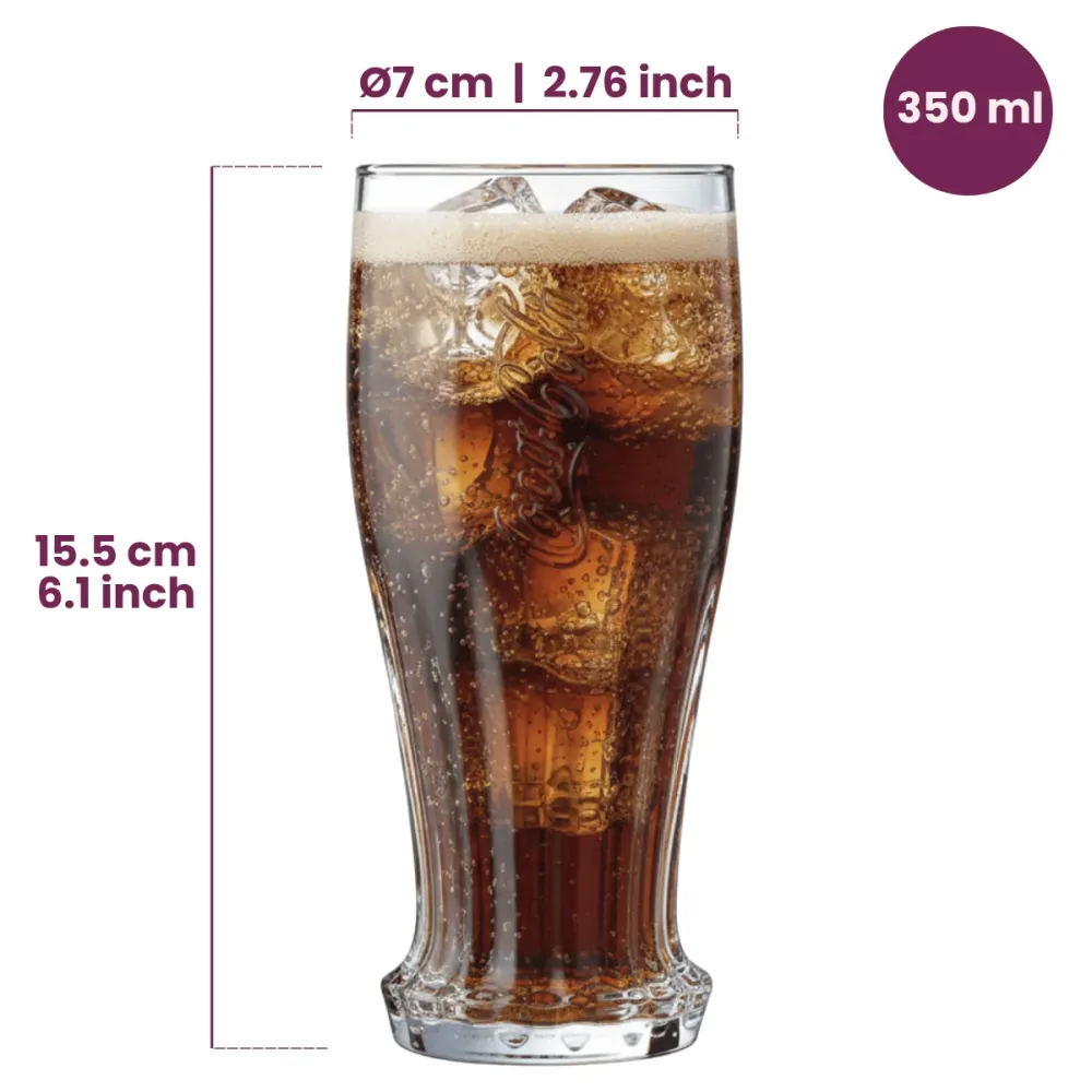 Coca Cola Glazen - Longdrinkglazen - Frisdrankglazen - Crown Cap - 350 ml - 4 stuks