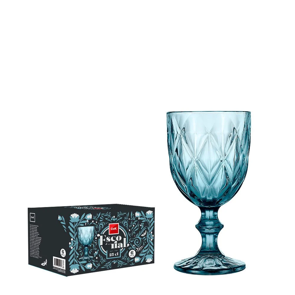 Cok Escorial Wijnglas Blauw 25 cl - Doos 6 stuks