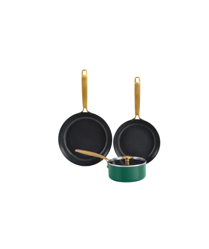 Combekk Cookware 4-delige set (22+26cm Pan + 16cm sauspan met deksel) Gerecycleerd Aluminium Keramisch - Element Expert Ho...