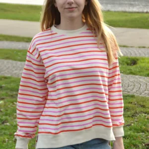 Sweater rood-roze streepjes Compania Fantastica