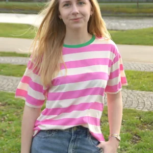 T-shirt streepjes wit-roze Compania Fantastica