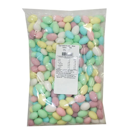 Suiker gecoate amandelen gemengde kleuren 1 kg Confectionery House