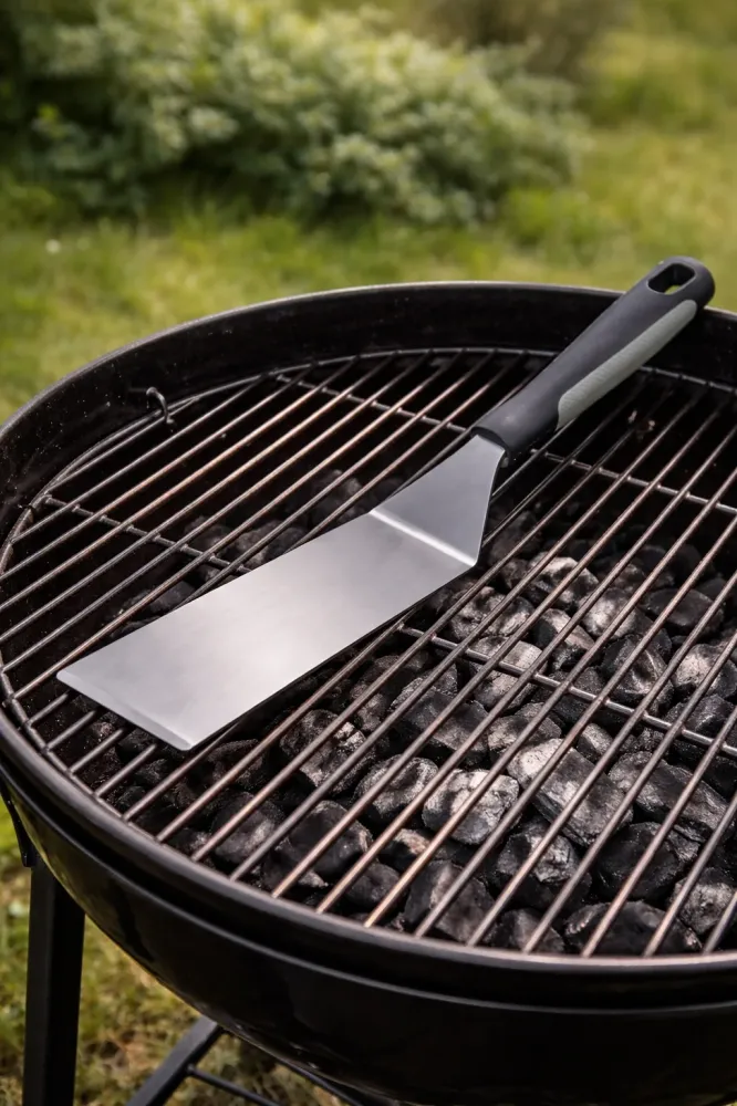 Cookinglife BBQ Spatel Fire & Flavour RVS 35 cm - Grill Spatel Zwart/Grijs
