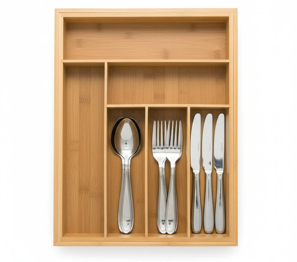 Cookinglife Bestekbak - Bamboe - uitschuifbaar - 28x34x5cm 45x34x5cm