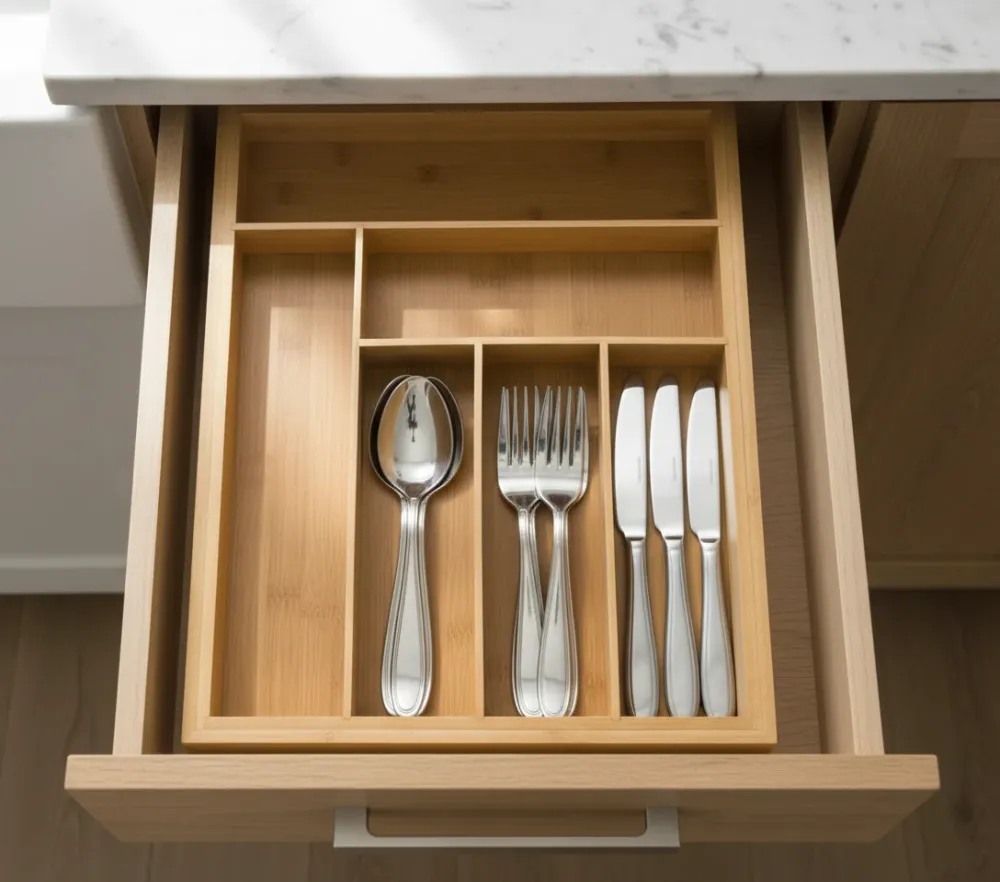 Cookinglife Bestekbak - Bamboe - uitschuifbaar - 28x34x5cm 45x34x5cm