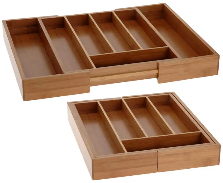 Cookinglife Bestekbak - Bamboe - uitschuifbaar - 28x34x5cm 45x34x5cm