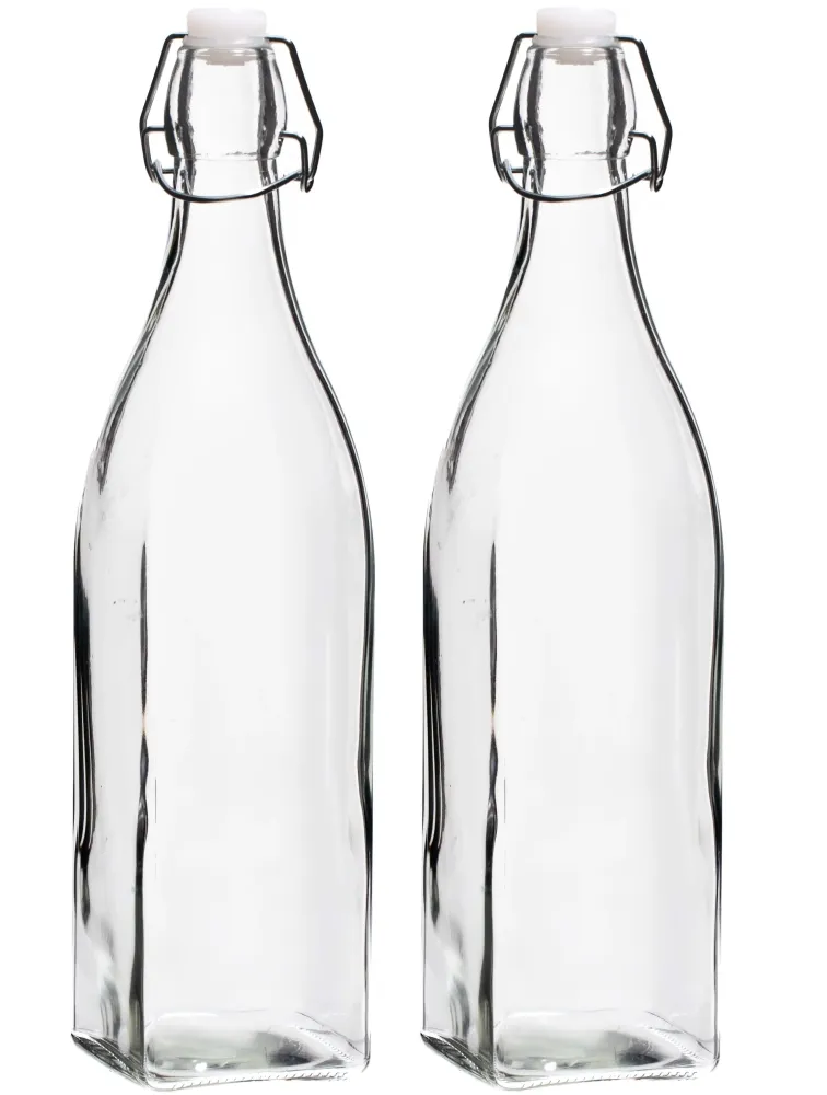 Cookinglife Beugelflessen / Weckflessen Vierkant - 1 Liter - 2 Stuks