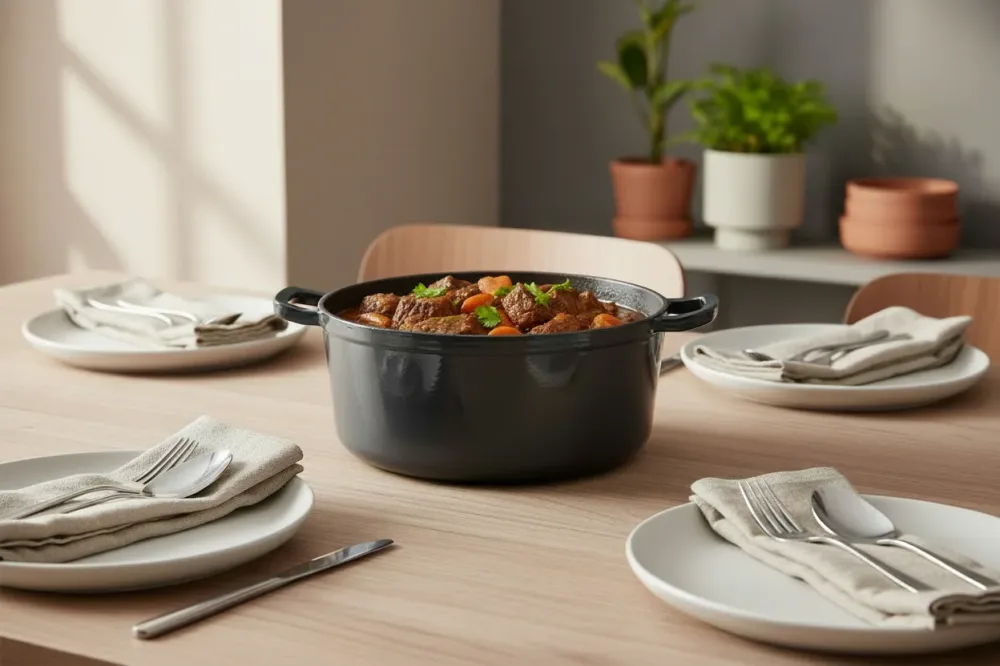 Cookinglife Braadpan met deksel - Heritage Cast - Gietijzer - Grijs - ø 28 cm / 5.1 Liter - geëmailleerde anti-aanbaklaag