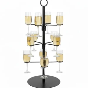 Cookinglife Cocktail boom voor 12 Glazen – Cocktail Tree & Etagère – Glasstandaard Serveertoren – Zwart