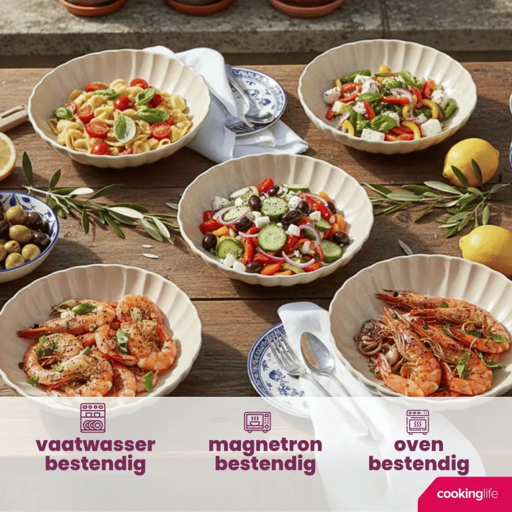 Cookinglife Diepe Borden / Pastaborden Cardida Beige ø 20 cm - 6 stuks