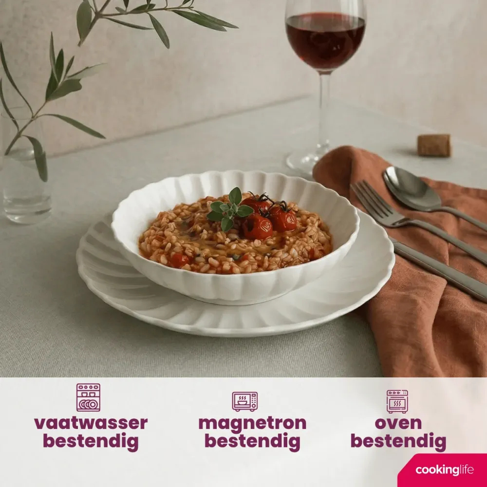 Cookinglife Diepe Borden / Pastaborden Cardida Off White ø 20 cm - 6 Stuks