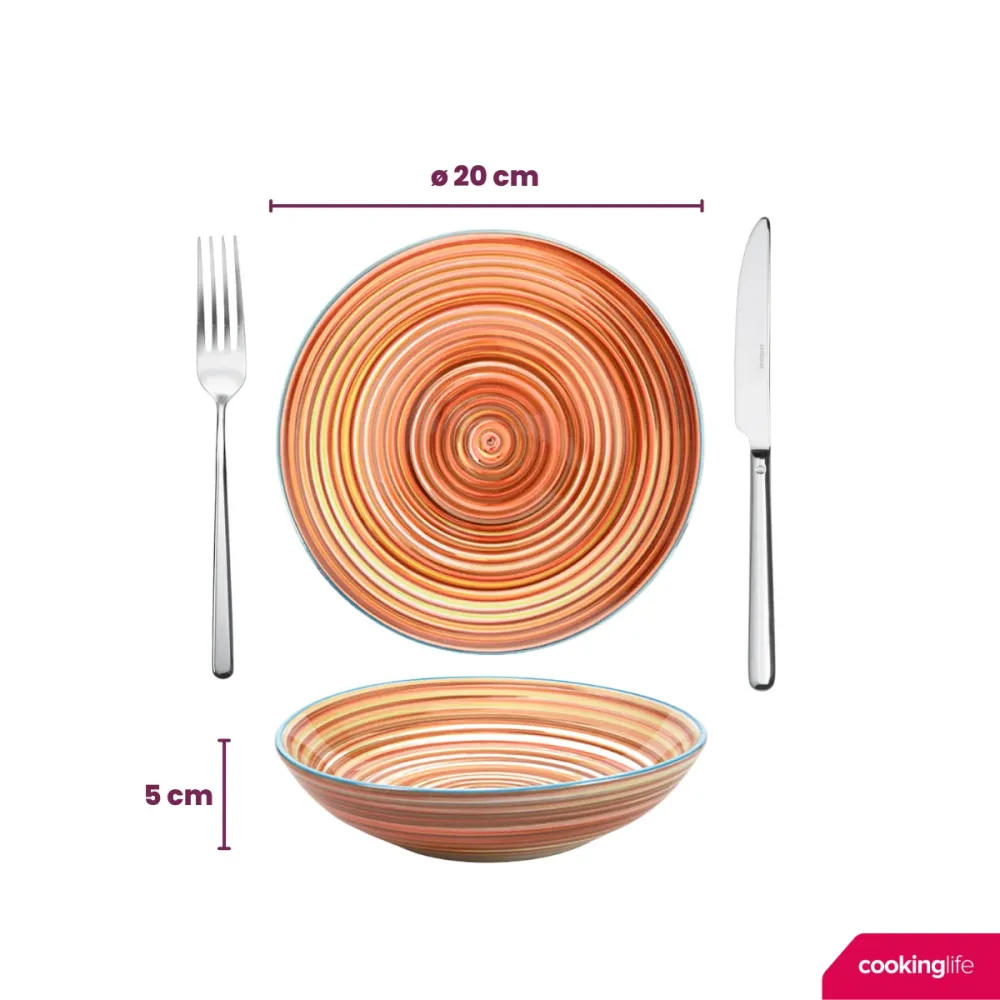 Cookinglife Diepe Borden / Pastaborden Rhythm & Lines ø 20 cm - 4 Stuks