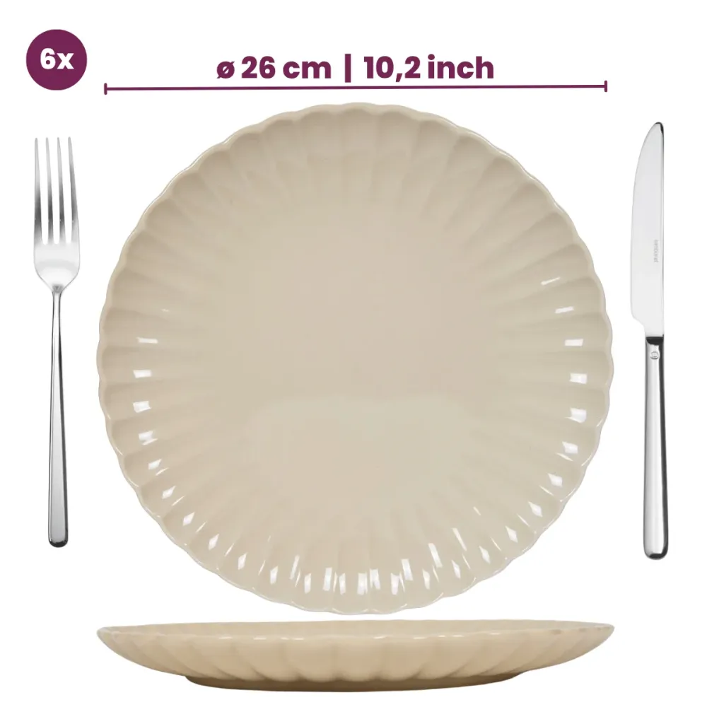 Cookinglife Dinerborden Cardida Beige ø 26 cm - 6 stuks