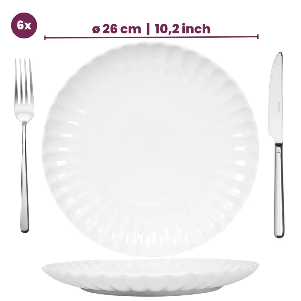 Cookinglife Dinerborden Cardida Off White ø 26 cm - 6 stuks
