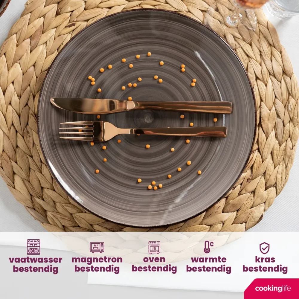 Cookinglife Dinerborden Delice Grijs ø 26,5 cm - 6 stuks