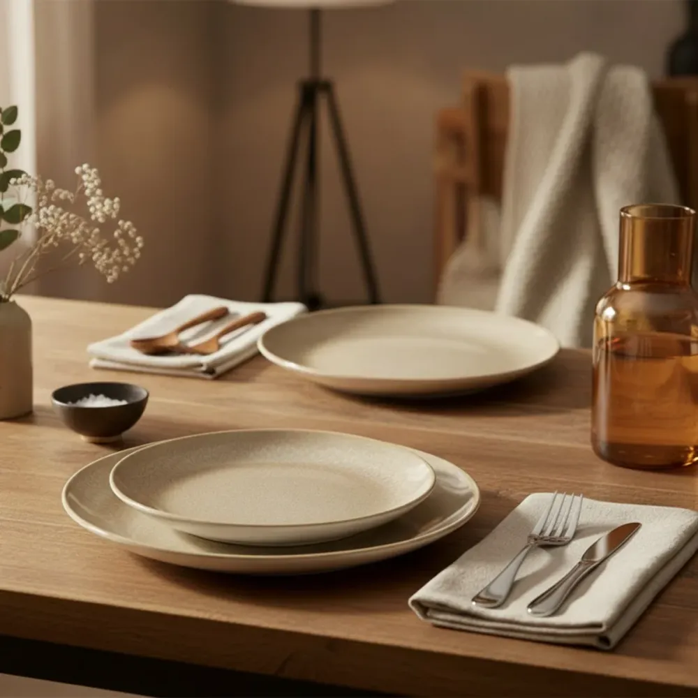 Cookinglife Dinerborden Serene Zand ø 28 cm - Aardewerk - 4 stuks