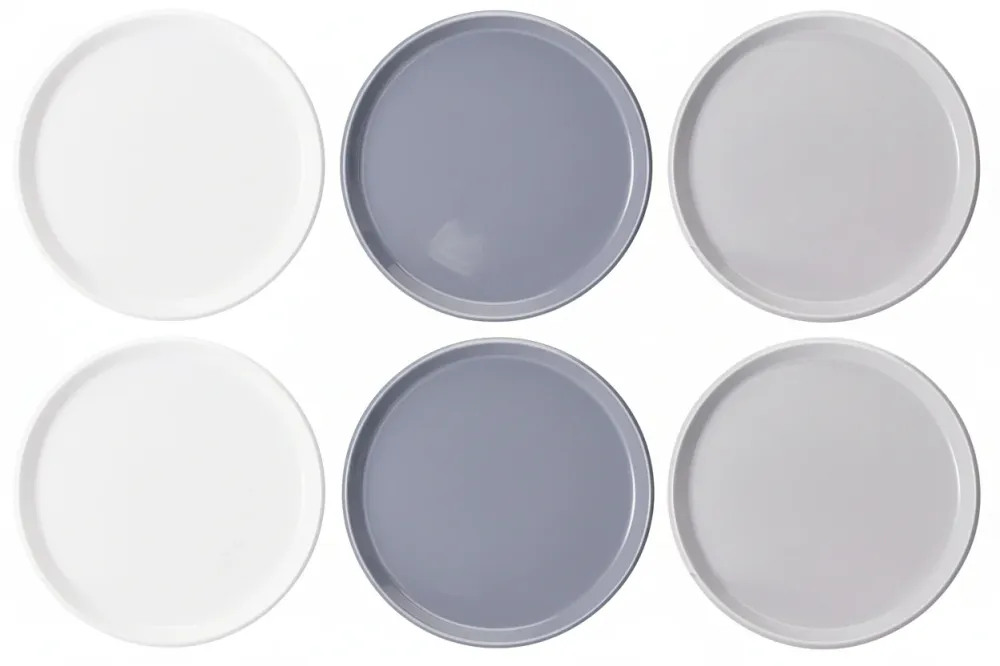 Cookinglife Dinerborden Siaki - Wit / Blauw / Grijs ø 26.5 cm - Porselein - 6 stuks