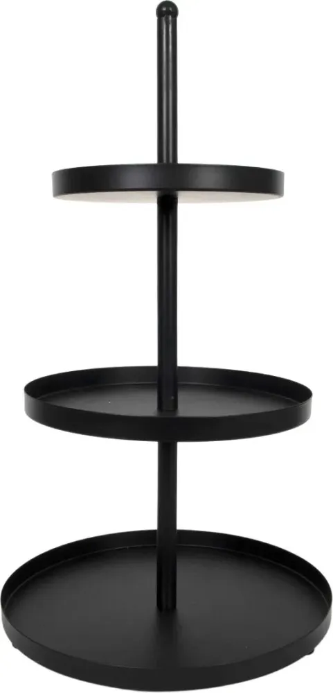 Cookinglife Etagère metaal zwart ø 20, 25 & 30 cm - 3-laags - 55 cm hoog
