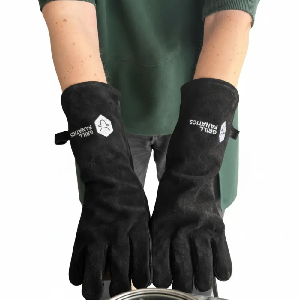 Cookinglife Grill BBQ Handschoenen / Ovenhandschoenen Zwart Leer 500 °C - 2 stuks