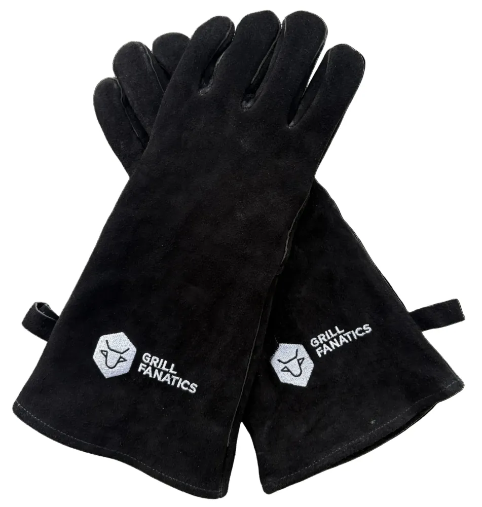 Cookinglife Grill BBQ Handschoenen / Ovenhandschoenen Zwart Leer 500 °C - 2 stuks